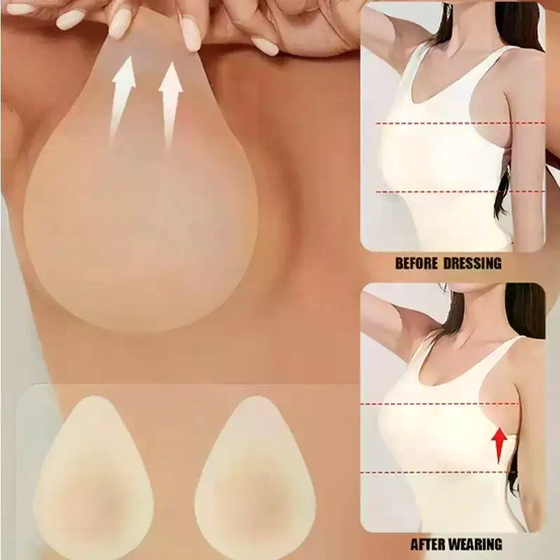 Push Up Bra Silicone - No Glue Sticky Nipple Cover Plunge