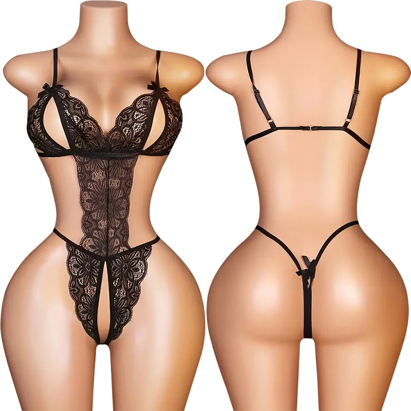 Lace Bralette Set - One Pieces Sexy Crotchless Lingeries For