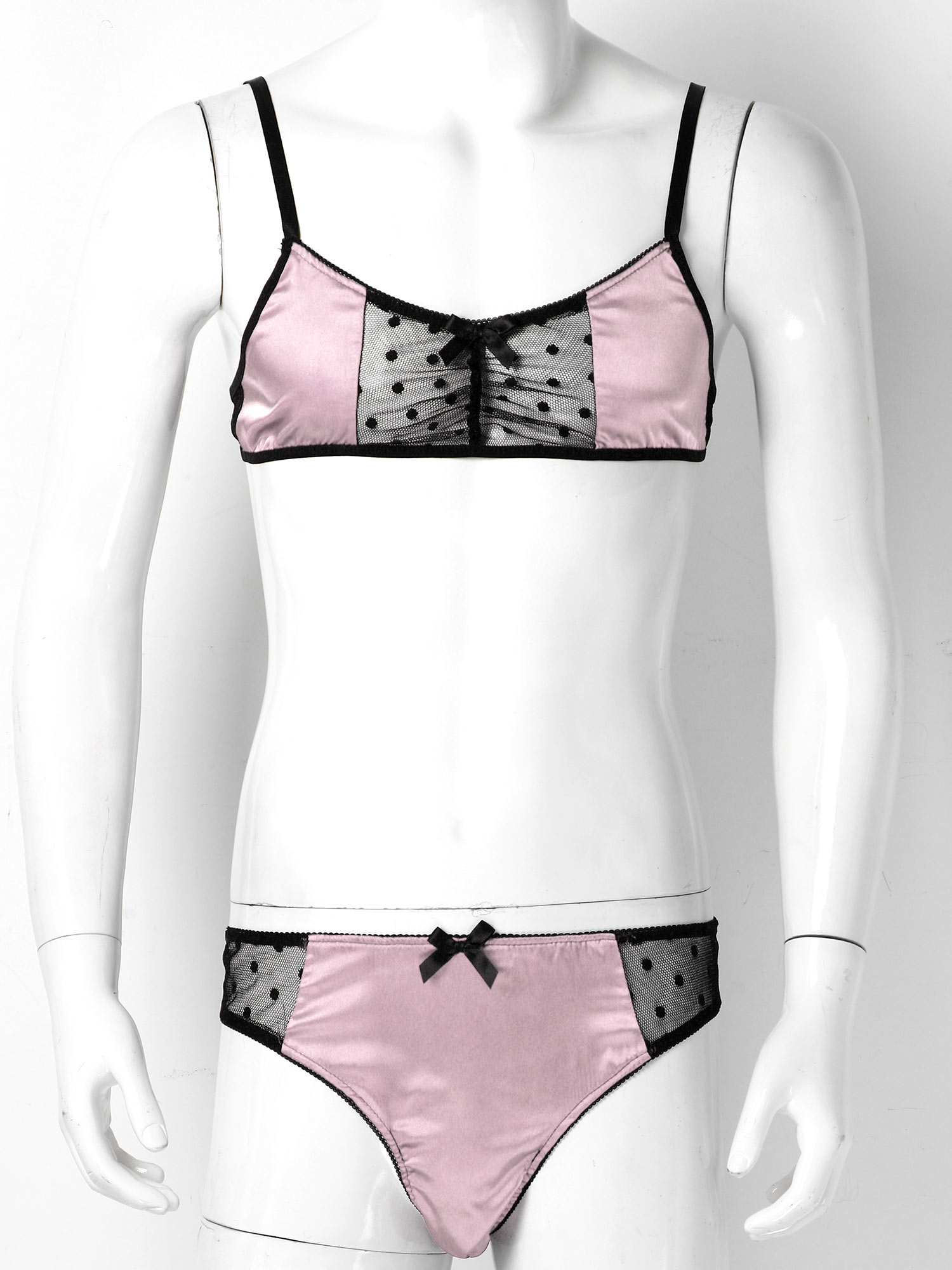 Men Satin Lingerie Suit Sissy  - Sheer Mesh Bra review and price