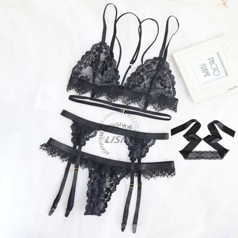 LISM Black Eyelash Lace Linger - Lace Bralette Set review and price