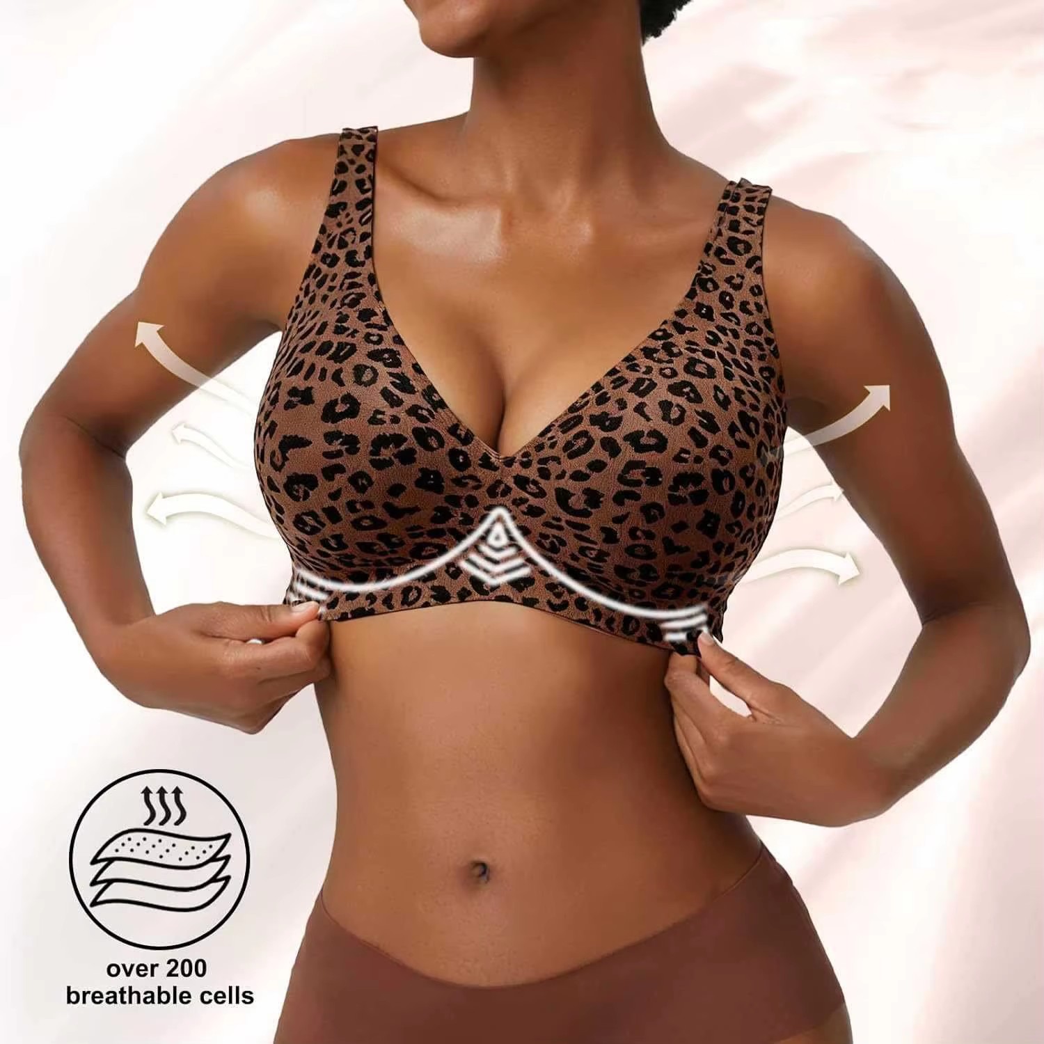 Custom made-2-Row Hook Leopard - Plunge Bra Push Up review and price