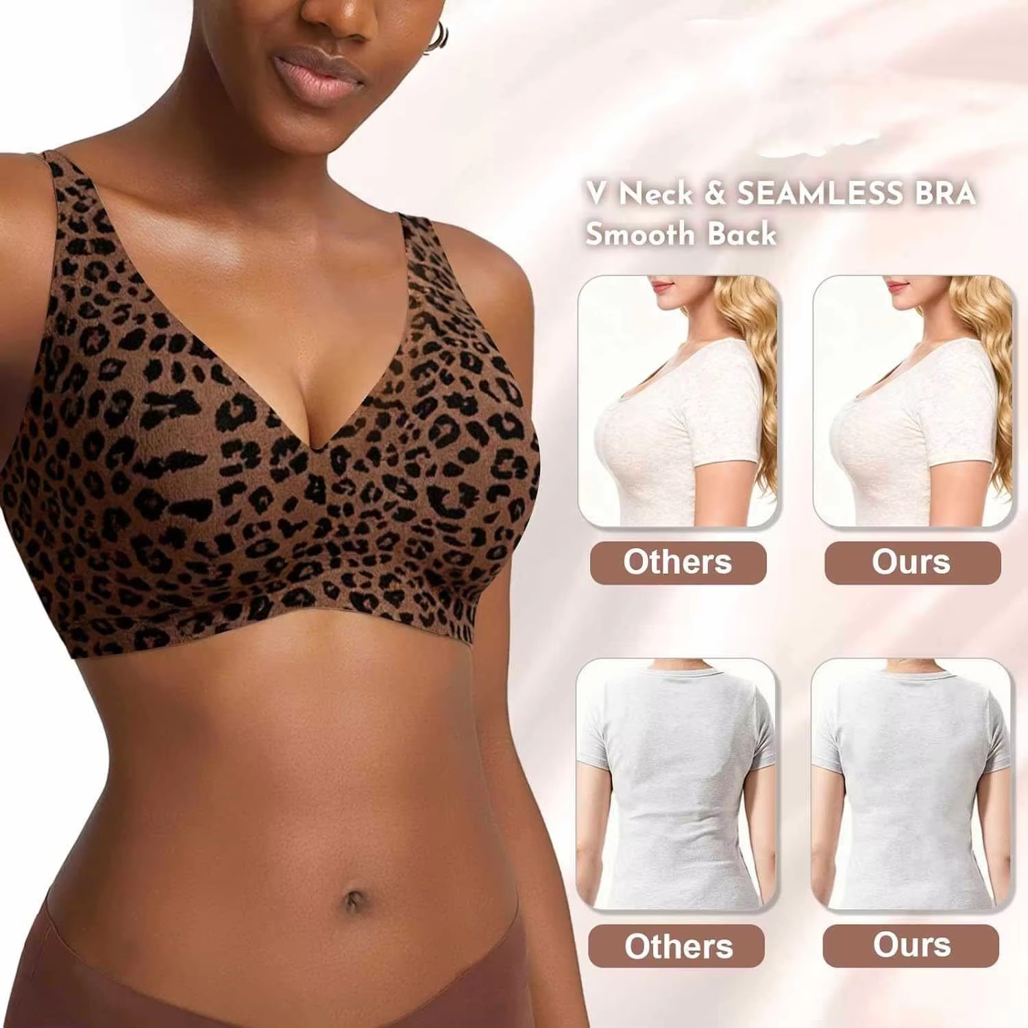 Custom made-2-Row Hook Leopard - Plunge Bra Push Up review and price