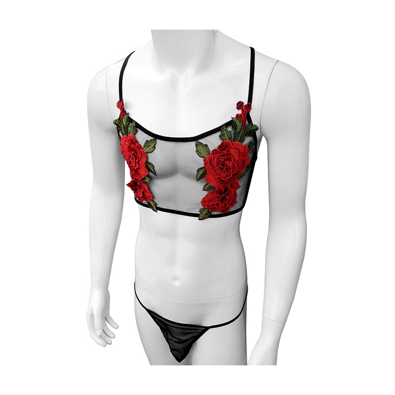 Sexy Embroidery Mens See Throu - Sheer Bra Lace review and price
