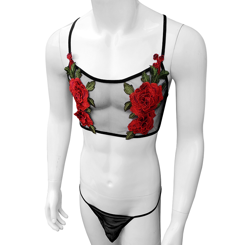 Sexy Embroidery Mens See Throu - Sheer Bra Lace review and price