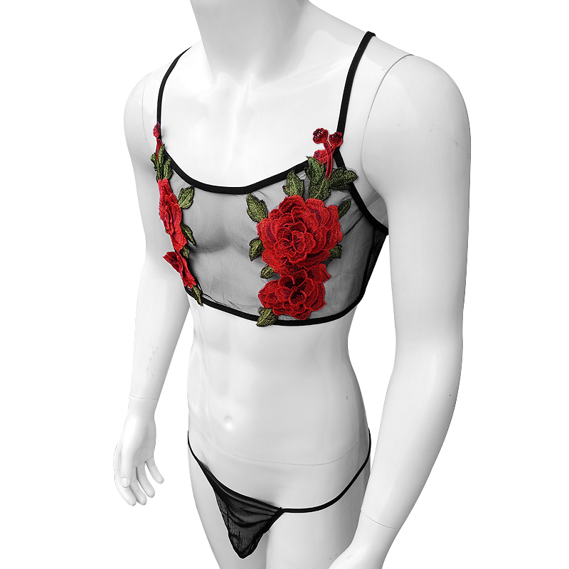 Sexy Embroidery Mens See Throu - Sheer Bra Lace review and price