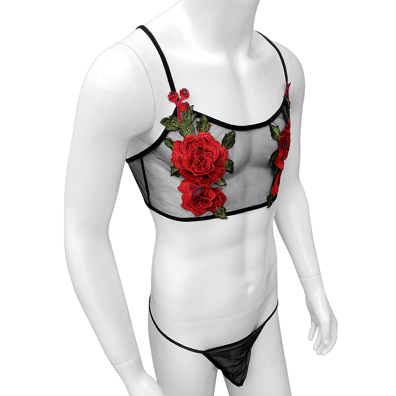 Sexy Embroidery Mens See Throu - Sheer Bra Lace review and price